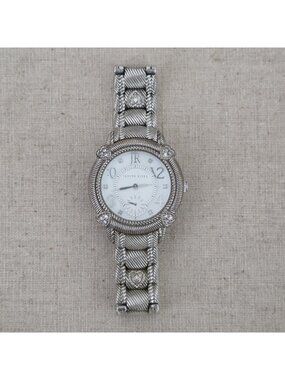 Judith Ripka Sterling Silver Case + Stainless Steel Diamonique Sub Dial Watch
